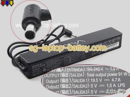 SONY PCG-FR33/B adapter, 19.5V 4.7A PCG-FR33/B laptop computer ac adaptor, SONY19.5V4.7A-long-5V-2USB