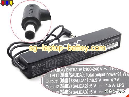  image of SONY ADP-90TH J ac adapter, 19.5V 4.7A ADP-90TH J Notebook Power ac adapter SONY19.5V4.7A-long-5V-2USB