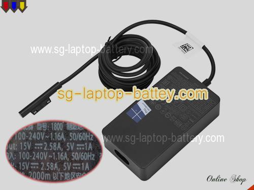 MICROSOFT SURFACE PRO 5 adapter, 15V 2.58A SURFACE PRO 5 laptop computer ac adaptor, MICROSOFT15V2.58A44W