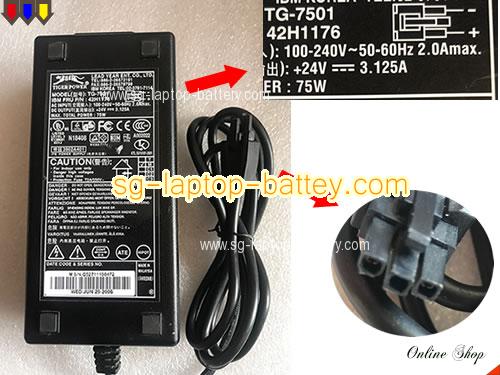 IBM 40N5606 adapter, 24V 3.125A 40N5606 laptop computer ac adaptor, YEAR24V3.125A75W-3pin-LF