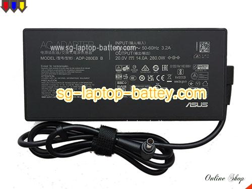 ASUS G732LWS-HG059T adapter, 20V 14A G732LWS-HG059T laptop computer ac adaptor, ASUS20V14A280W-6.0x3.7mm-thin