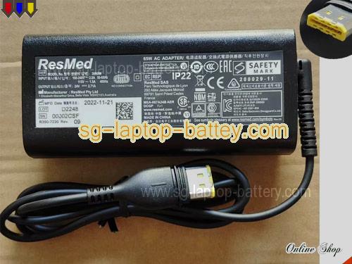  image of RESMED 390000 ac adapter, 24V 2.71A 390000 Notebook Power ac adapter RESMED24V2.71A65W-Rectangle