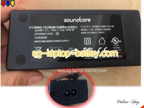  image of SOUNDCORE DYS602-150400-18418D ac adapter, 15V 4A DYS602-150400-18418D Notebook Power ac adapter SOUNDCORE15V4A60W-5.5x2.1mm