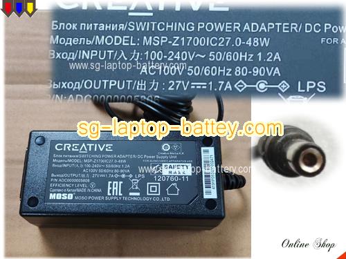  image of CREATIVE MSP-Z1700IC27.0-48W ac adapter, 27V 1.7A MSP-Z1700IC27.0-48W Notebook Power ac adapter CREATIVE27V1.7A48W-5.5x2.1mm-B