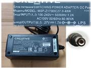 Original / Genuine CREATIVE 27v  1.7a AC Adapter --- CREATIVE27V1.7A48W-5.5x2.1mm-B