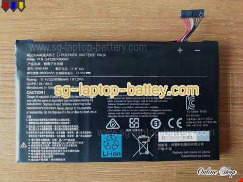 Genuine GIGABYTE P56XT Battery For laptop 8000mAh, 11.4V, Black , Li-Polymer