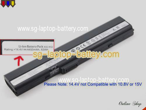 ASUS K52 Replacement Battery 4400mAh, 63Wh  14.4V Black Li-ion