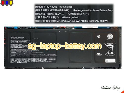 Genuine ACER TMP614-51-51DT Battery For laptop 3920mAh, 60Wh , 15.2V, Black , Li-Polymer