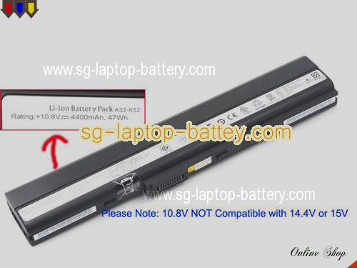 Genuine ASUS A52 Battery For laptop 4400mAh, 10.8V, Black , Li-ion