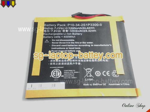 ADVENT P10-34-2S1P3300-0 Battery 3300mAh, 24.42Wh  7.4V Black Li-Polymer