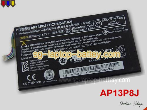 Genuine ACER AP13P8J Laptop Battery  rechargeable 2955mAh, 11.2Wh Black In Singapore 