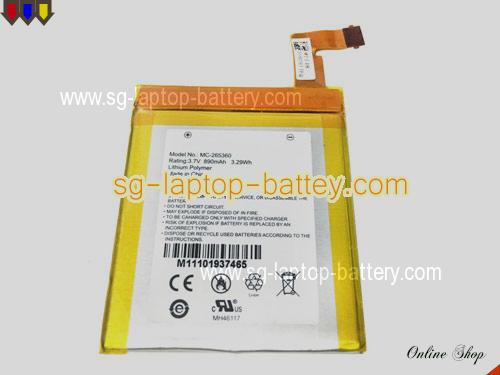 Replacement AMAZON 515-1058-01 Laptop Battery MC265360 rechargeable 890mAh, 3.3Wh Sliver In Singapore 