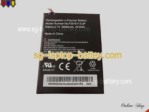 Replacement MCNAIR MLP3576113-2P Laptop Battery P3576113-2P rechargeable 8000mAh, 29.6Wh Black In Singapore 