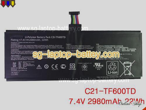 Genuine ASUS TF600TD Laptop Battery C21-TF600TD rechargeable 2980mAh, 22Wh Black In Singapore 