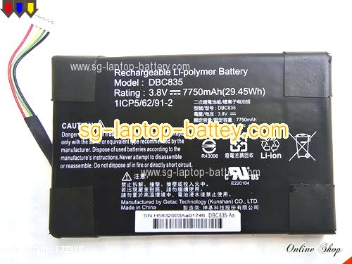 Genuine GETAC DBC835 Laptop Computer Battery  rechargeable 7750mAh, 29.45Wh  In Singapore 