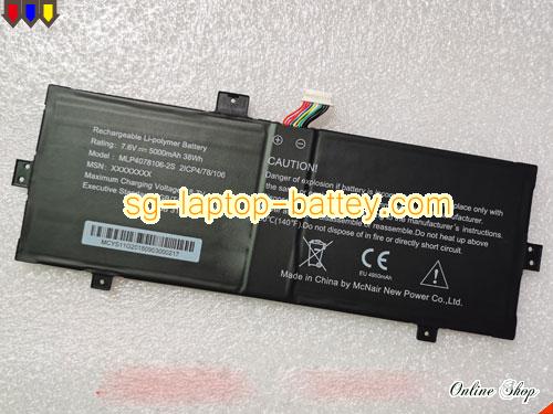 Replacement MCNAIR 2ICP4/78/106 Laptop Battery MLP40781062S rechargeable 5000mAh, 38Wh Black In Singapore 