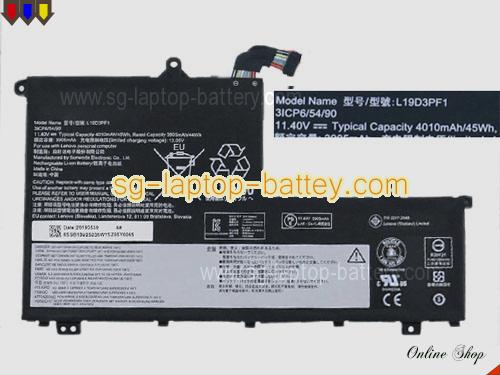 Genuine LENOVO L19D3PF1 Laptop Battery SB10V25236 rechargeable 4010mAh, 45Wh Black In Singapore 