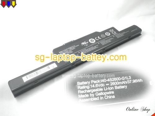 Replacement UNIWILL I40-4S2600-G1L3 Laptop Battery  rechargeable 2600mAh, 37.96Wh Black In Singapore 