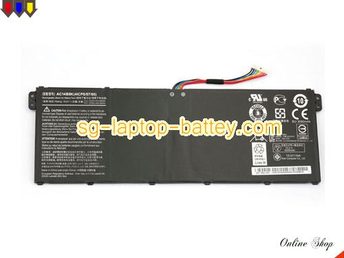 Genuine ACER AC14B8K Laptop Battery KT0040G004 rechargeable 3490mAh, 50Wh Black In Singapore 