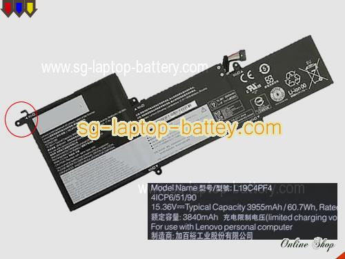 Genuine LENOVO L19C4PF4 Laptop Battery 4ICP6/51/90 rechargeable 3960mAh, 60.7Wh Black In Singapore 