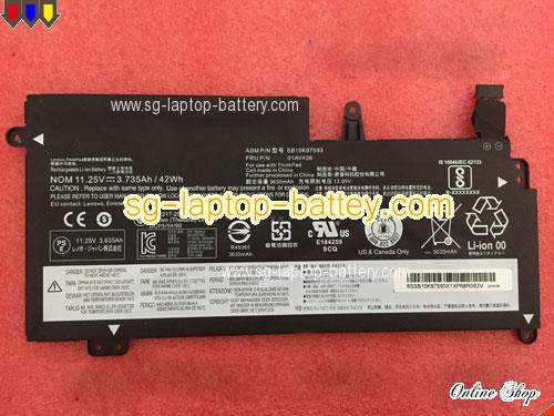 Genuine LENOVO SB10K97592 Laptop Battery SB10K97593 rechargeable 3735mAh, 42Wh Black In Singapore 