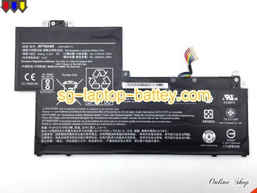 Genuine ACER 3ICP468111 Laptop Battery KT00304003 rechargeable 3770mAh, 42Wh Black In Singapore 