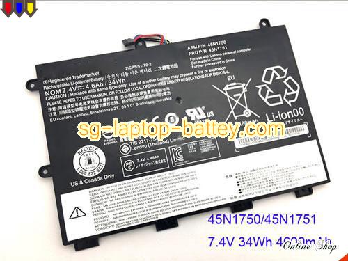 Genuine LENOVO 45N1749 Laptop Battery 45N1750 rechargeable 34Wh Black In Singapore 