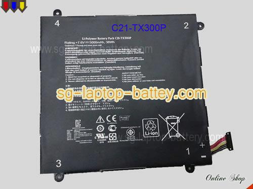 Genuine ASUS C21-TX300P Laptop Battery 0B200-00310200 rechargeable 5000mAh, 38Wh Black In Singapore 