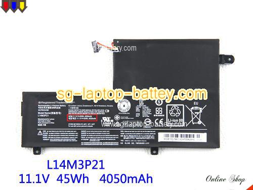 Genuine LENOVO 5B10M52813 Laptop Battery L14L3P21 rechargeable 4050mAh, 45Wh Black In Singapore 