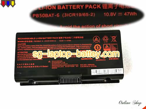 Genuine CLEVO PB50BAT-6 Laptop Battery 3ICR19/65-2 rechargeable 4200mAh, 47Wh Black In Singapore 