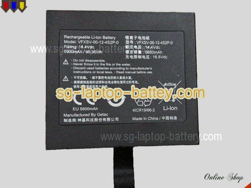 Genuine GETAC VFXSV Laptop Battery VFXSV-00-12-4S2P-0 rechargeable 6900mAh, 99.36Wh Black In Singapore 