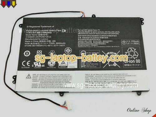 Genuine LENOVO 3ICP5/56/1202 Laptop Battery L15M6PA1 rechargeable 6600mAh, 73Wh Black In Singapore 