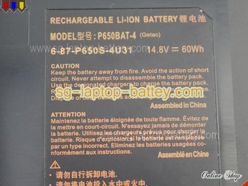  image 2 of Genuine CLEVO P670re Battery For laptop 60Wh, 14.8V, Black , Li-ion