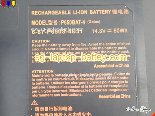  image 2 of Genuine CLEVO P670RE6 Battery For laptop 60Wh, 14.8V, Black , Li-ion