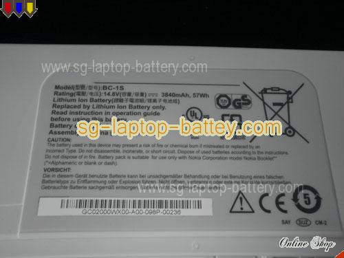  image 4 of Genuine NOKIA Booklet 3G Black Battery For laptop 3840mAh, 57Wh , 14.8V, White , Li-Polymer