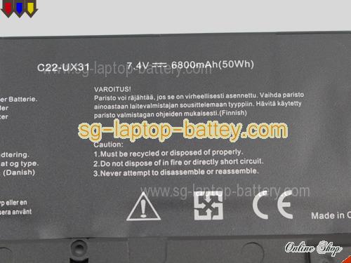  image 3 of ASUS UX31E-DH72 Replacement Battery 6800mAh, 50Wh  7.4V Black Li-Polymer