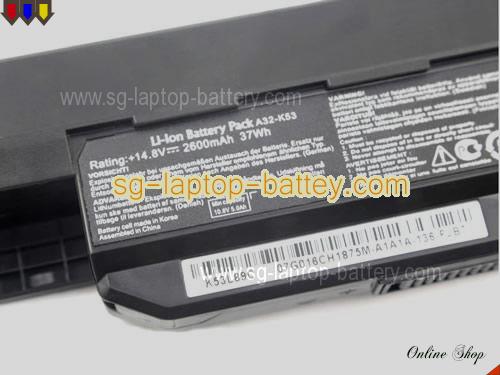  image 2 of Genuine ASUS K53 Series Battery For laptop 2600mAh, 37Wh , 14.8V, Black , Li-ion