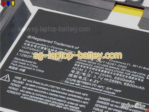  image 2 of Genuine LENOVO 1ICP3/95/972 Laptop Battery L12M2P31 rechargeable 6800mAh, 25Wh Black In Singapore