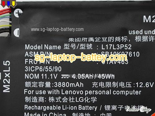  image 2 of Genuine LENOVO SB10K97610 Laptop Battery L17L3P52 rechargeable 3880mAh, 45Wh , 4.05Ah Black In Singapore