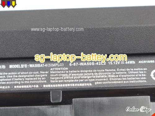  image 2 of Genuine CLEVO WA50BAT-4 Laptop Battery 6-87-WA50S-42L2 rechargeable 44Wh Black In Singapore