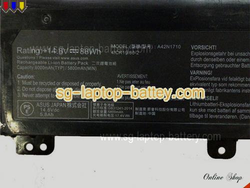  image 2 of Genuine ASUS A42N1710 Laptop Battery  rechargeable 5800mAh, 88Wh Black In Singapore